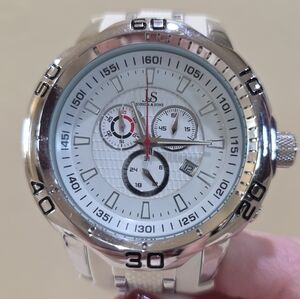 Joshua & Son's White Chronograph Quartz Men's Large Wrist Watch Model JS50